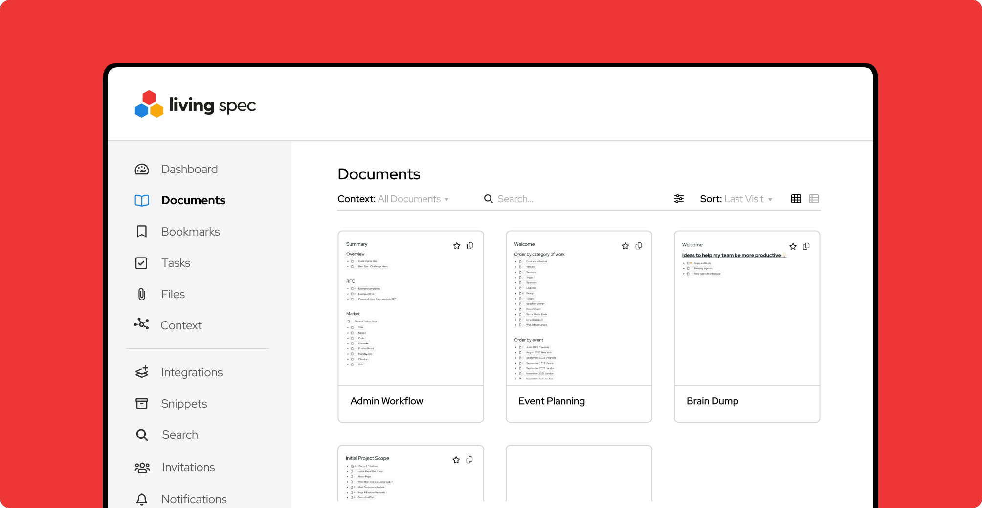 Living Spec Documents Dashboard