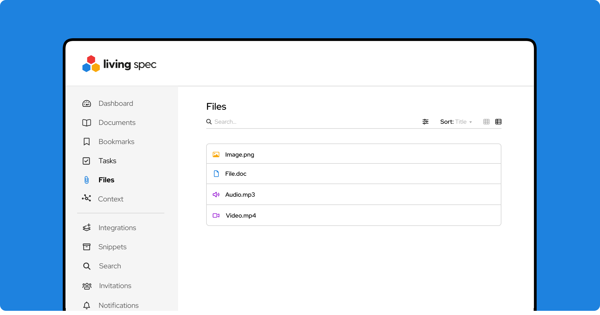 Living Spec Files Dashboard