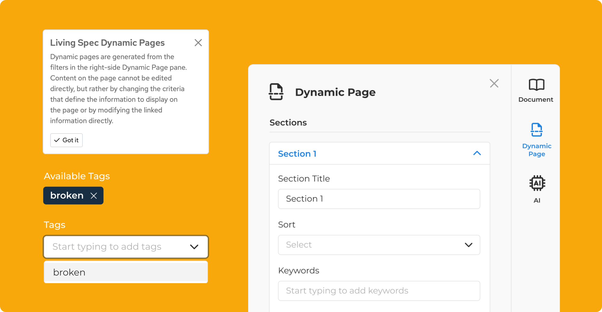 Living Spec Dynamic Page Sections