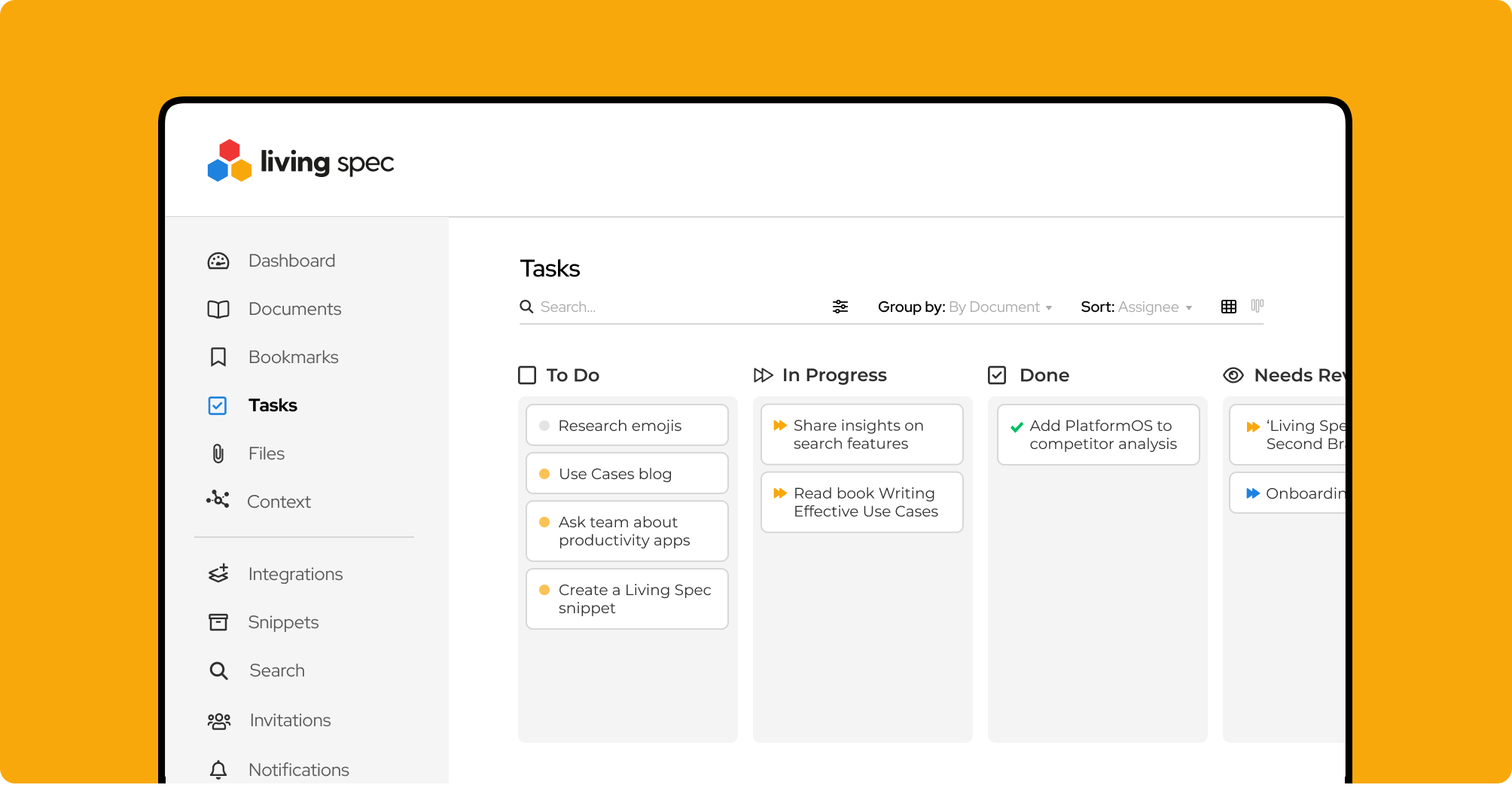 Living Spec Tasks Dashboard