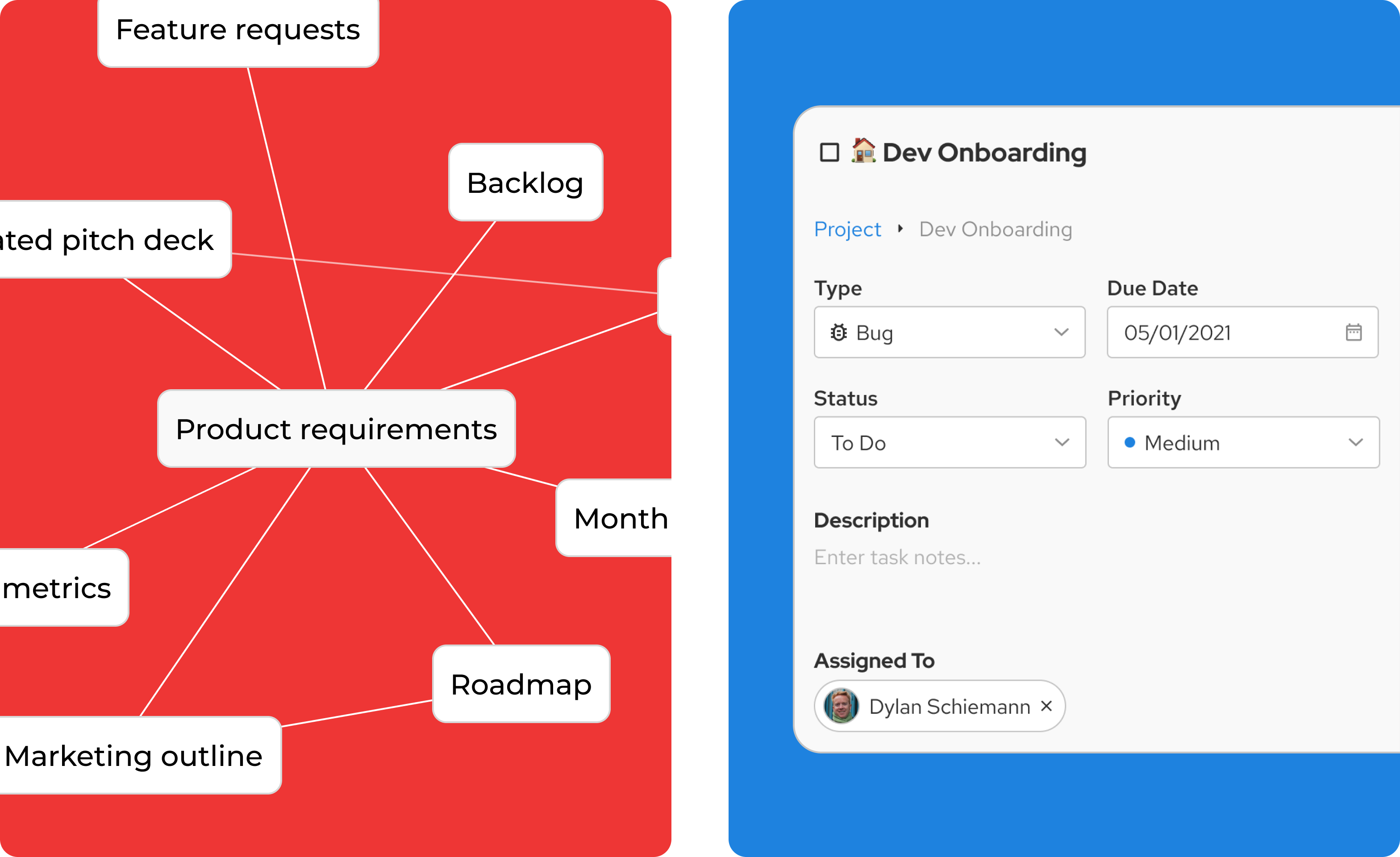 view of slack integration to copy message content into a Living Spec task